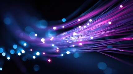 Obraz premium Abstract Fiber Optic Cables Flowing with Light, High-Speed Data Transmission and Futuristic Network Technology