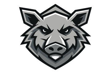 Fierce boar head with sharp tusks and determined eyes is shown prominently