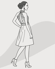 Creative Female Outfit Ideas Editable Vector  – Fashion Illustration, Character Design, Digital Costume Concepts, Stylish Clothing Inspiration for Brands