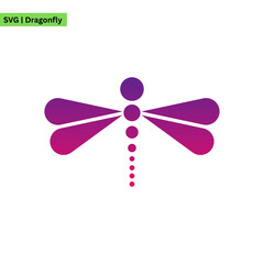 A sophisticated dragonfly illustration logo incorporating a dragonfly with a gradient color scheme, evoking elegance and grace in a refined and polished format.