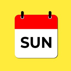 Calendar Week Day sunday Calendar Icon on Yellow Background