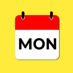 Calendar Week Day monday Calendar Icon on Yellow Background