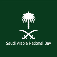 Saudi arabia national day emblem with palm tree and crossed swords