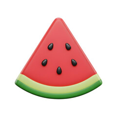 Watermelon slice 3d rendered, isolated on transparent background
