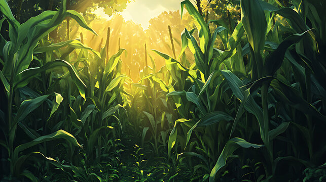 Cornfield sunlight path