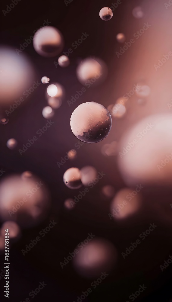 Poster Floating bubbles macro with dark backdrop