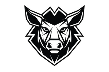 Geometric hog head is outlined in black, creating a clean and fierce emblem