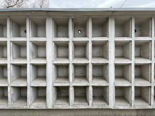 Concrete Wall columbarium and empty niches
