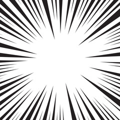 Obraz premium Manga comic explosion, motion or movement effect, vector background. Manga anime cartoon radial speed lines and abstract pattern for comic book burst, flash ray or explode bang action 