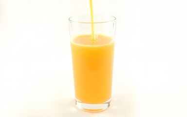 Pouring Orange Juice into Glass on White Background. High quality