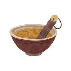 すり鉢とすりこぎ棒　水彩風手描きイラスト