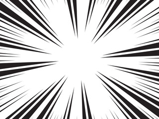 Manga comic explosion, motion or movement effect, vector background. Manga anime cartoon radial speed lines and abstract pattern for comic book burst, flash ray or explode bang action	