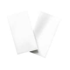 Two blank white rectangular cards on a black background
