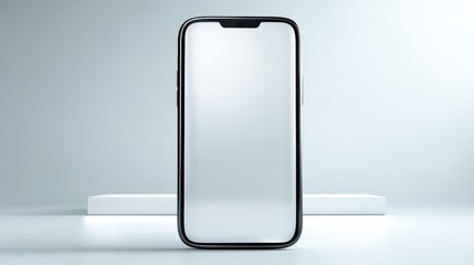 Modern Smartphone Mockup on Minimalist Platform: Sleek Device Display for App and UI Design Presentation
