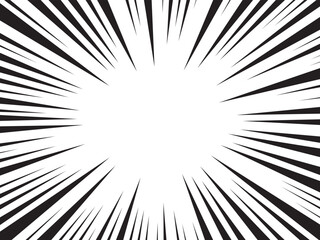 Naklejka premium Manga comic explosion, motion or movement effect, vector background. Manga anime cartoon radial speed lines and abstract pattern for comic book burst, flash ray or explode bang action 