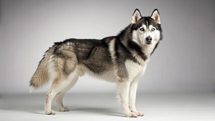 Naklejka premium Husky on studio background