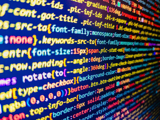Script procedure creating. Coding hacker concept. Server logs analysis. Modern web network and...
