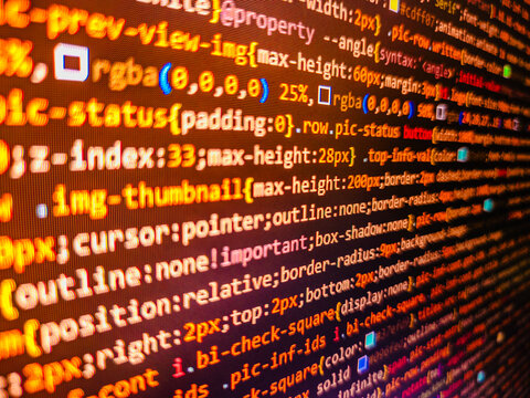 Concept screen of experienced web developer. Coding, programming, hacking concept. Abstract technology background. Big data database app. Writing program code on computer. Binary digits code editing - Powered by Adobe