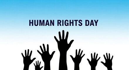 Obraz premium Human rights day with raised hands