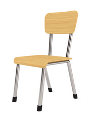 School chair on white background. Isolated 3D illustration