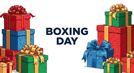 Boxing day gifts isolated on white background