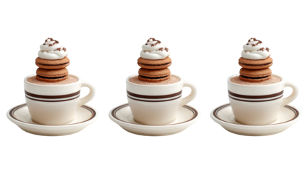 Three Cups of Hot Cocoa with Cookies and Cream.