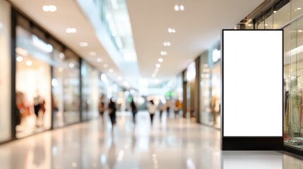 Blank Advertisement Billboard Mockup Display Stands in a Modern Shopping Mall Setting for Advertising