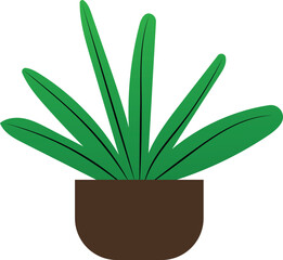 Minimal Vector Broad-Leaf Indoor Plant in Modern Dark Pot