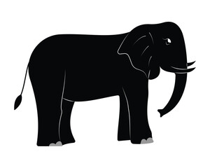 Elephant icon vector design. Elephant silhouette isolated on white background. Wild animal, Baby elephant symbol vector illustration.