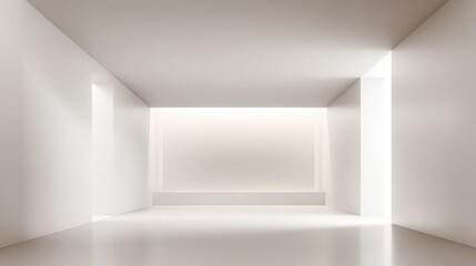 Fototapeta premium Minimalist Interior Space with Natural Light: Modern Architecture in Bright White Open Room Design