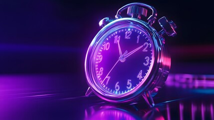 Dynamic Timing: A Sports Stopwatch with a Neon Purple Glow in a Futuristic Setting