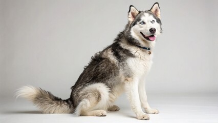 Fototapeta premium Huskydoodle on studio background