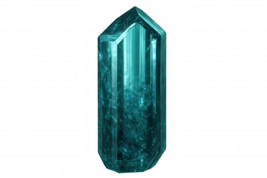 Teal crystal refracting light, gleaming with ethereal radiance against transparent surface, highlighting futuristic visual concepts - Powered by Adobe