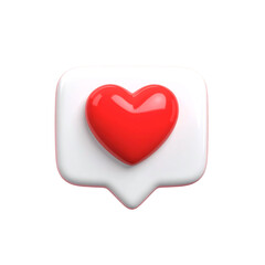 bubble chat with heart icon 3d isolated on transparent png