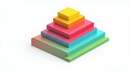 Colorful 3D Pyramid Layers Gradient Blocks, Stacked Cubes, Geometric Design