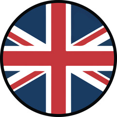 Obraz premium Circular UK Union Jack Line Art Symbol Thin Stroke Vector Emblem