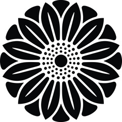 A stylized sun silhouette with wavy rays, a simple and elegant black and white vector illustration, a powerful symbol of summer, energy, and warmth.