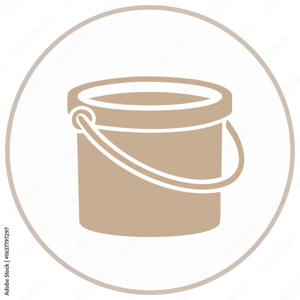 Poster tan bucket icon with handle on white circle background simple design vector illustration