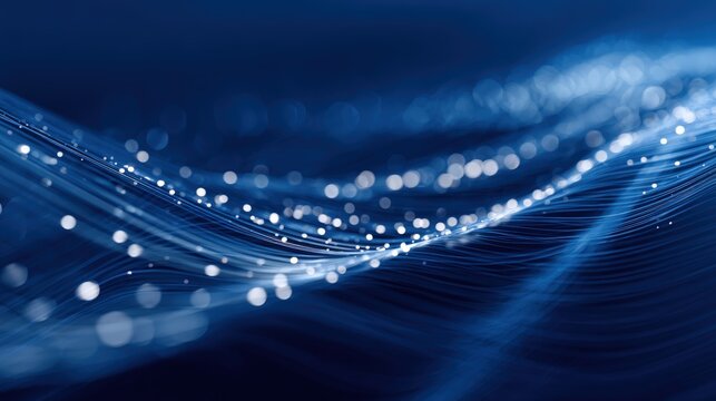 Abstract Flowing Blue Data Streams and Light Particles Background for Technology and Science Concepts