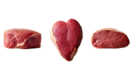 A detailed close up photograph of a raw uncooked piece of meat resting on a solid vibrant green background highlighting the marbled texture and rich red coloration of the fresh cut.