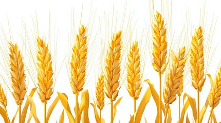 Golden Wheat Stalks Low Poly Vector Graphic for Harvest, Agriculture Food Branding