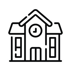 Easy to edit outline icon of traditional school building
