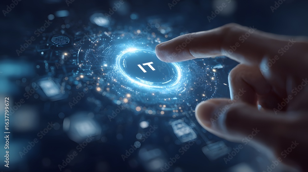 Aufkleber hand pointing at an illuminated 