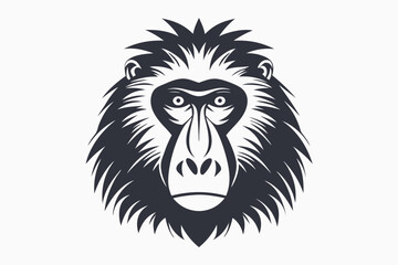 Frontal portrait shows a detailed, stylized gorilla face with sharp, textured fur framing its features