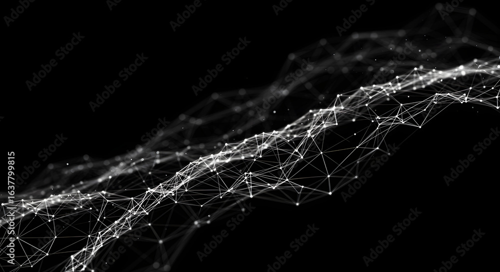 Poster abstract data network: interconnected nodes and lines in a complex formation