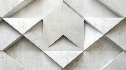 Abstract Geometric Pattern of Textured Concrete Panels with Triangular Symmetry and Subtle Shadows in Modern Design