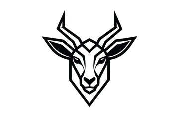 Geometric gemsbok head with sharp horns and a streamlined black outline showcases modern minimalism