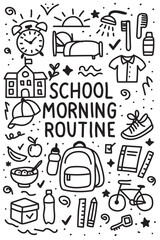 School Morning Routine Illustration for Kids: Daily Activities, Fun Learning, and Back to School Preparation