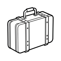 a line art drawing of a suitcase illustration on white background 