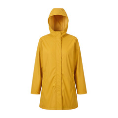 Yellow hooded waterproof raincoat for rainy weather protection © PNG Lab